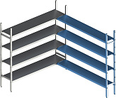 Стеллаж модульный угловой дополнительный POLAIR LOAD.ME INOX 18AL.4IN30.16C